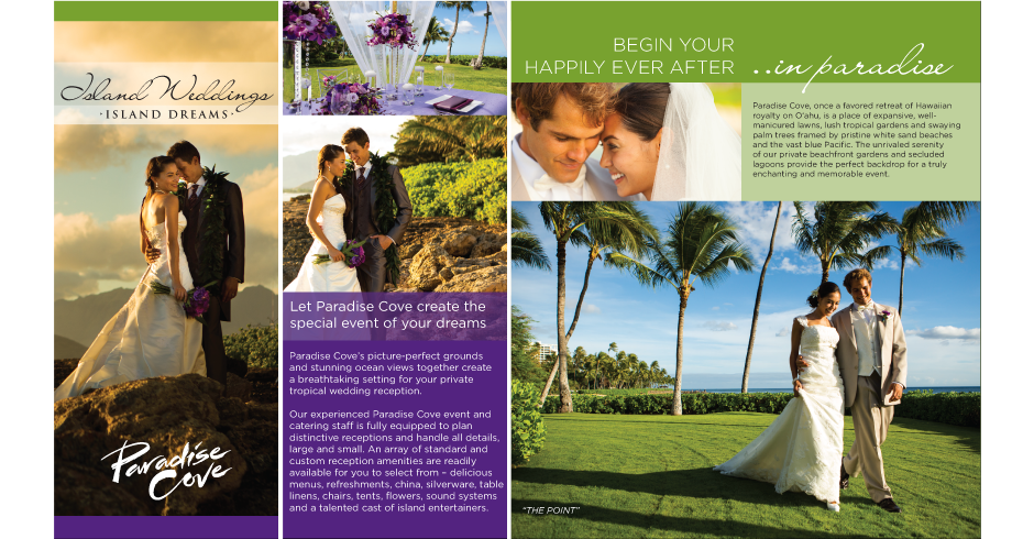Wedding Brochure, Paradise Cove, Hawaii Wedding, Wedding Photography, Graphic Design, Brochure Design