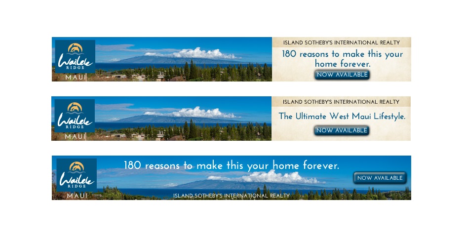 Advertising, Online, banner Ads, Wailele Ridge, Maui, Team Vision, Honolulu