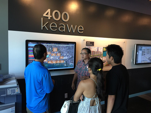 400 keawe, honolulu, sales office displays, real estate, touchscreens