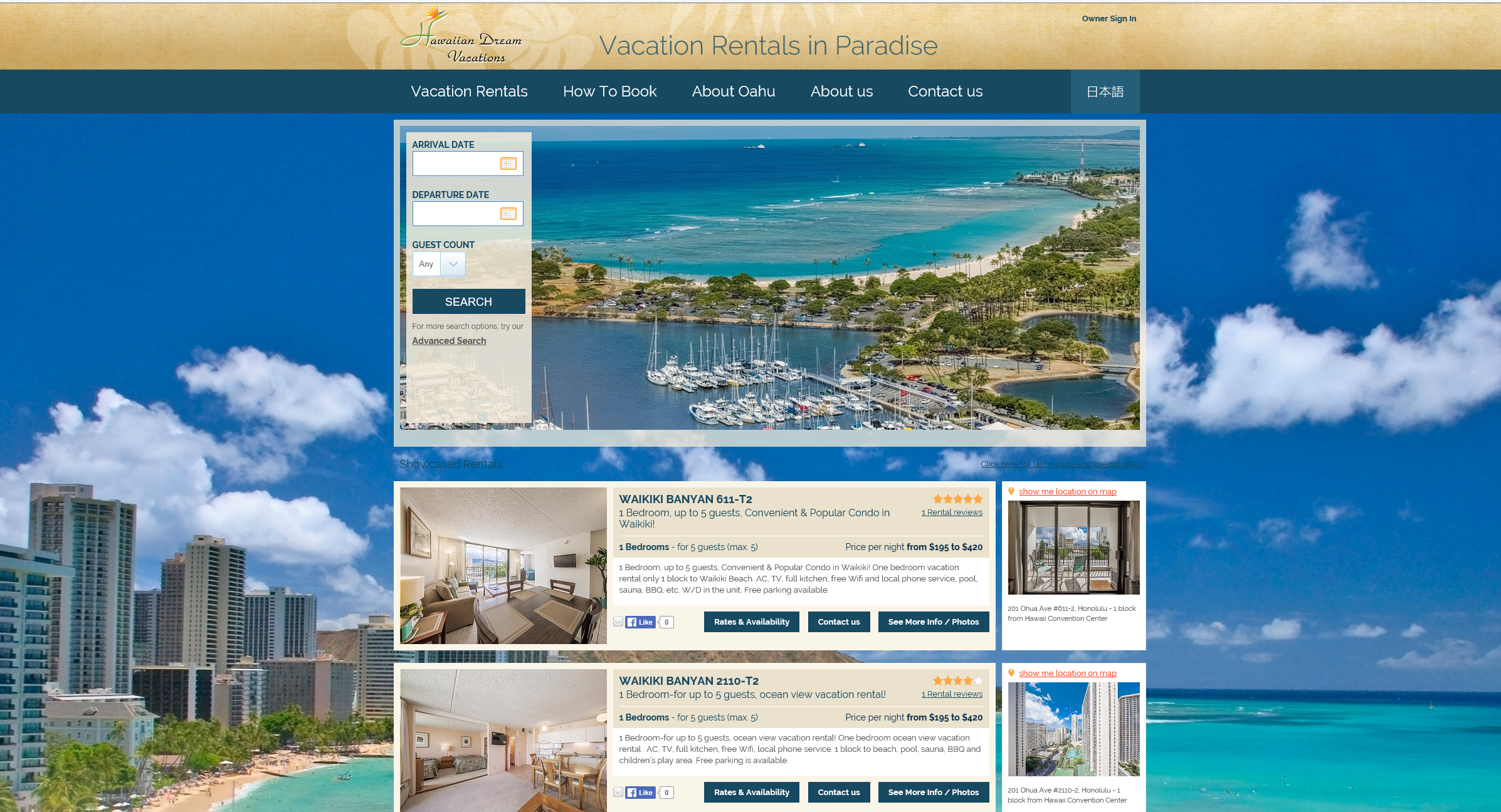 Web design, online marketing, Hawaiian Dream Vacations