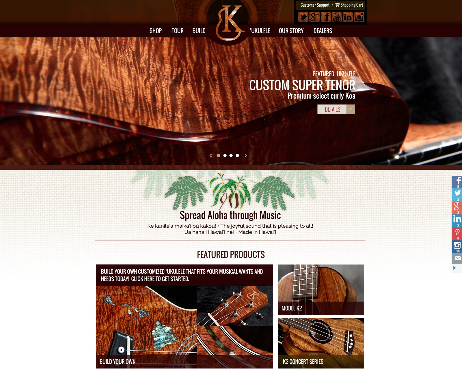 Kanilea Ukulele Hawaii Web Site