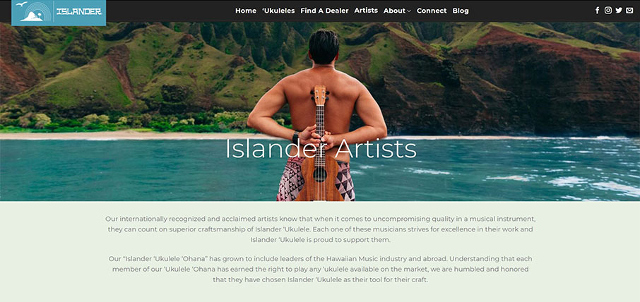 Hawaii web design, Honolulu Web Design, Islander Ukulele, Kanilea Ukulele, Team Vision Marketing