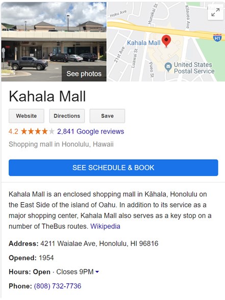 Hawaii SEO - Google Local Business Rich Result Feature