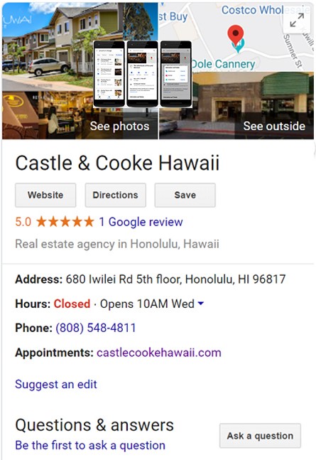 Hawaii SEO - Google Rich Result Feature