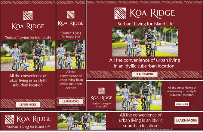 "Surban living at Koa Ridge" branding Google display ads
