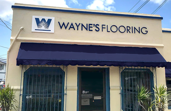 Wayne's Flooring Hawaii Sign designed by Team Vision Marketing Agency